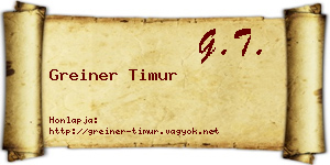 Greiner Timur névjegykártya